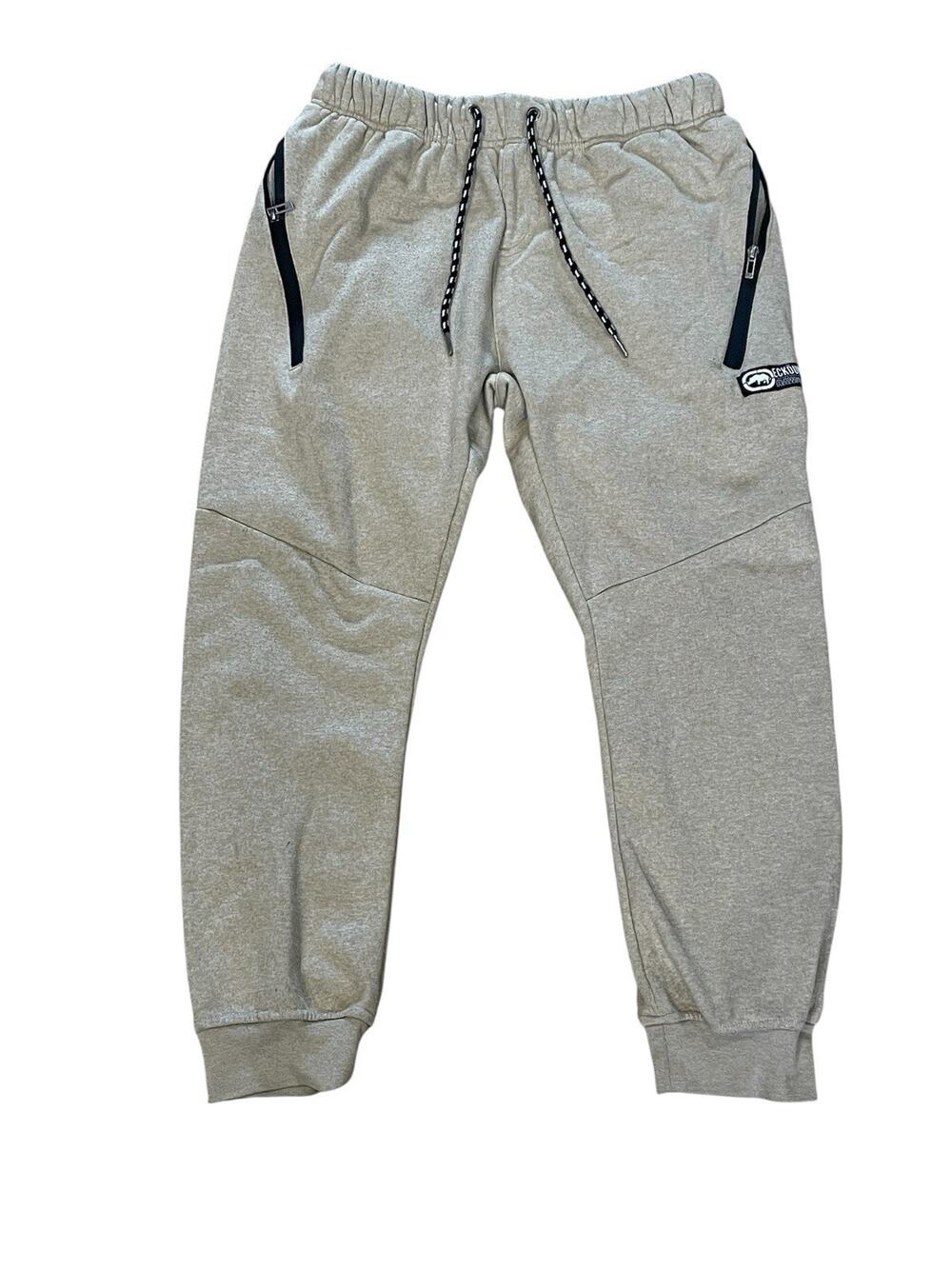 Ecko Unltd Men’s Size Large Fleece Jogger Sweatpants Cream Color -Zipper Pockets